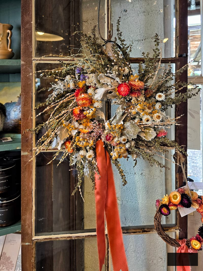 autumn wreath with dried foliage