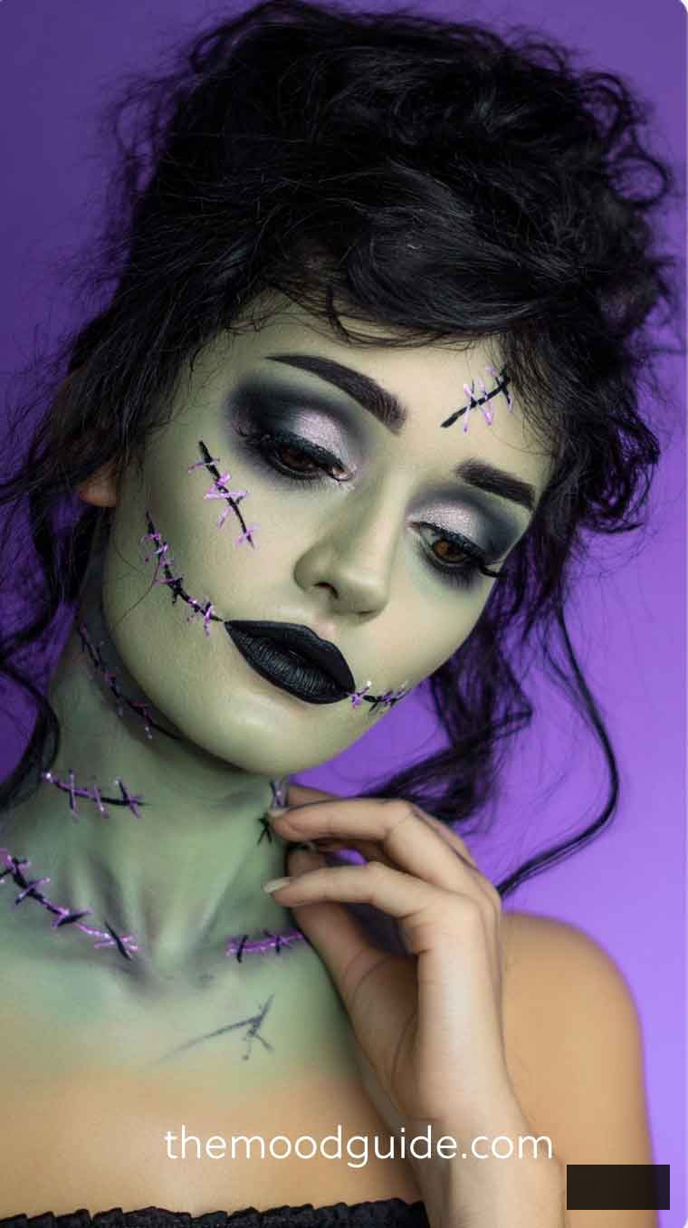 green easy zombie makeup face for halloween fr woman