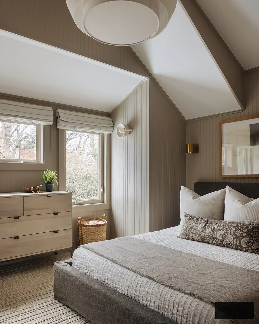 gray attic bedroom design