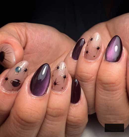 mystic celestial witchy purple nails