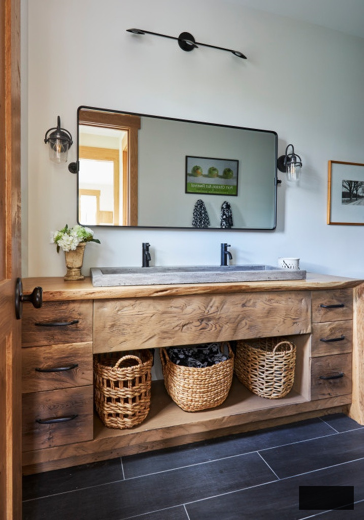 rustic wood bathroom vanity