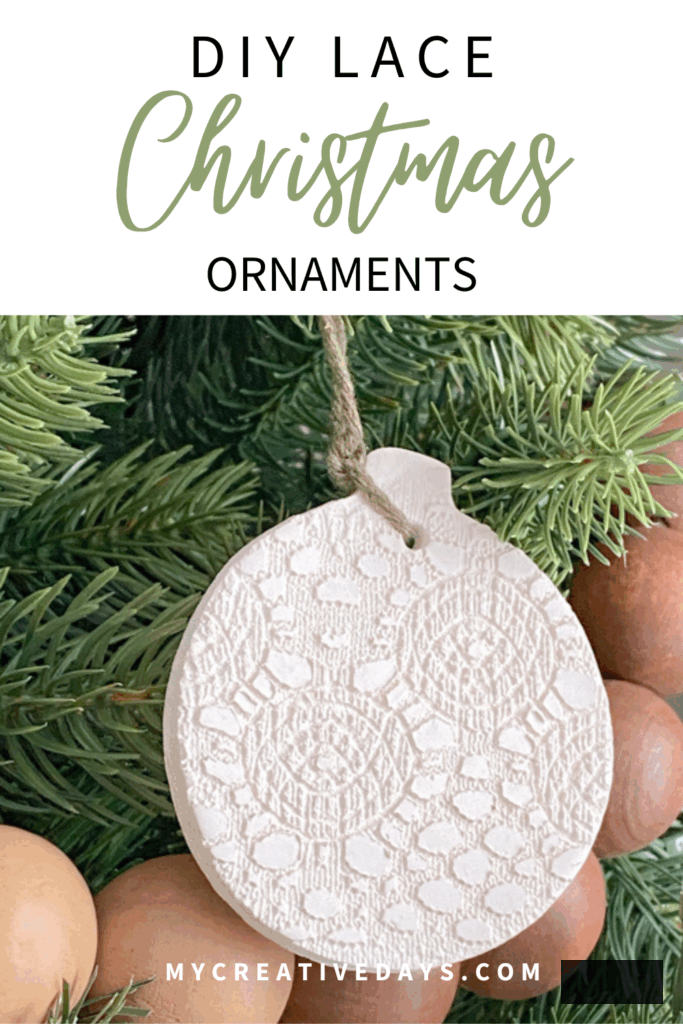 DIY Lace Christmas Ornaments crafted with air-dry clay, lace, and basic tools. Simple, elegant, and adaptable festive adornments for your tree.