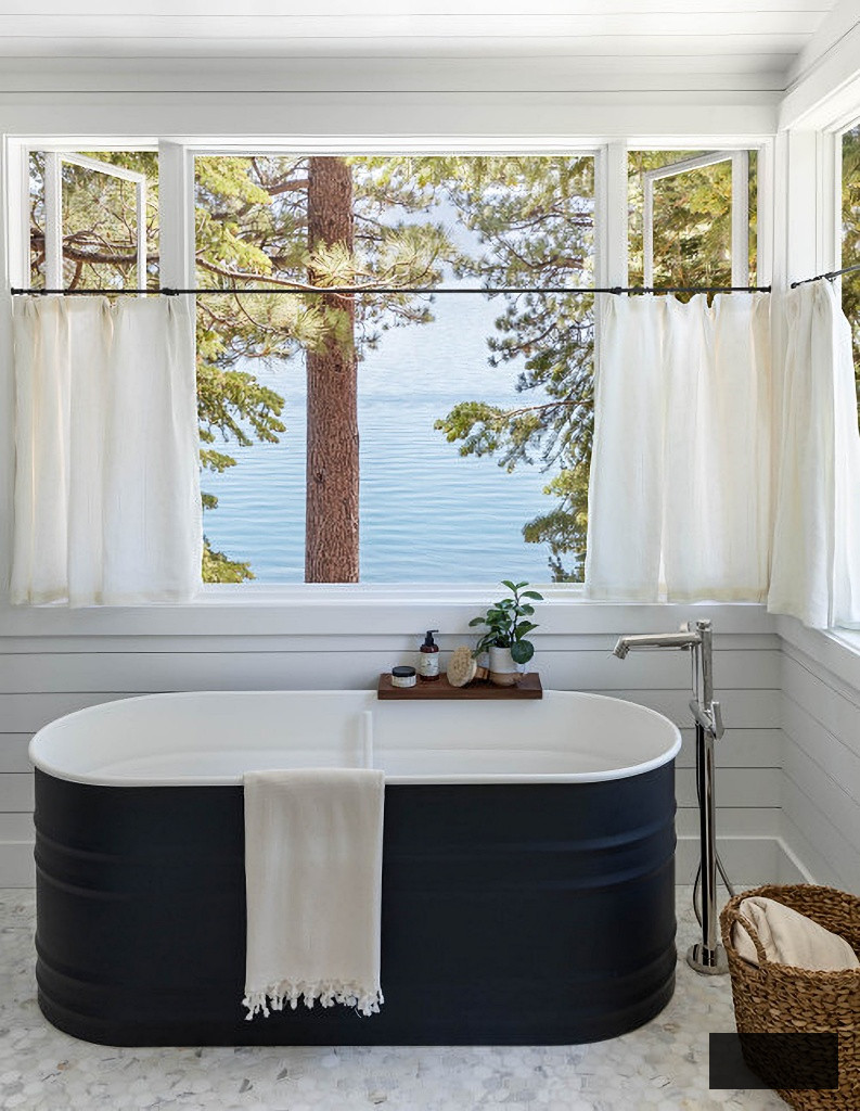 black freestanding bathroom
