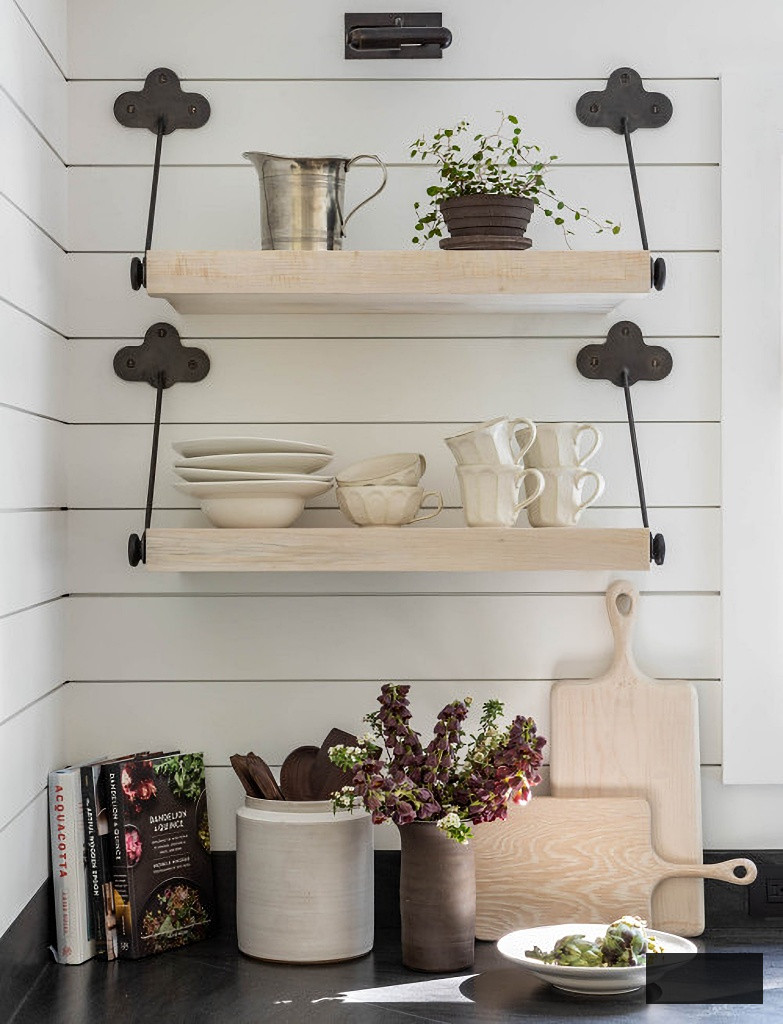floating shelves in kitchen