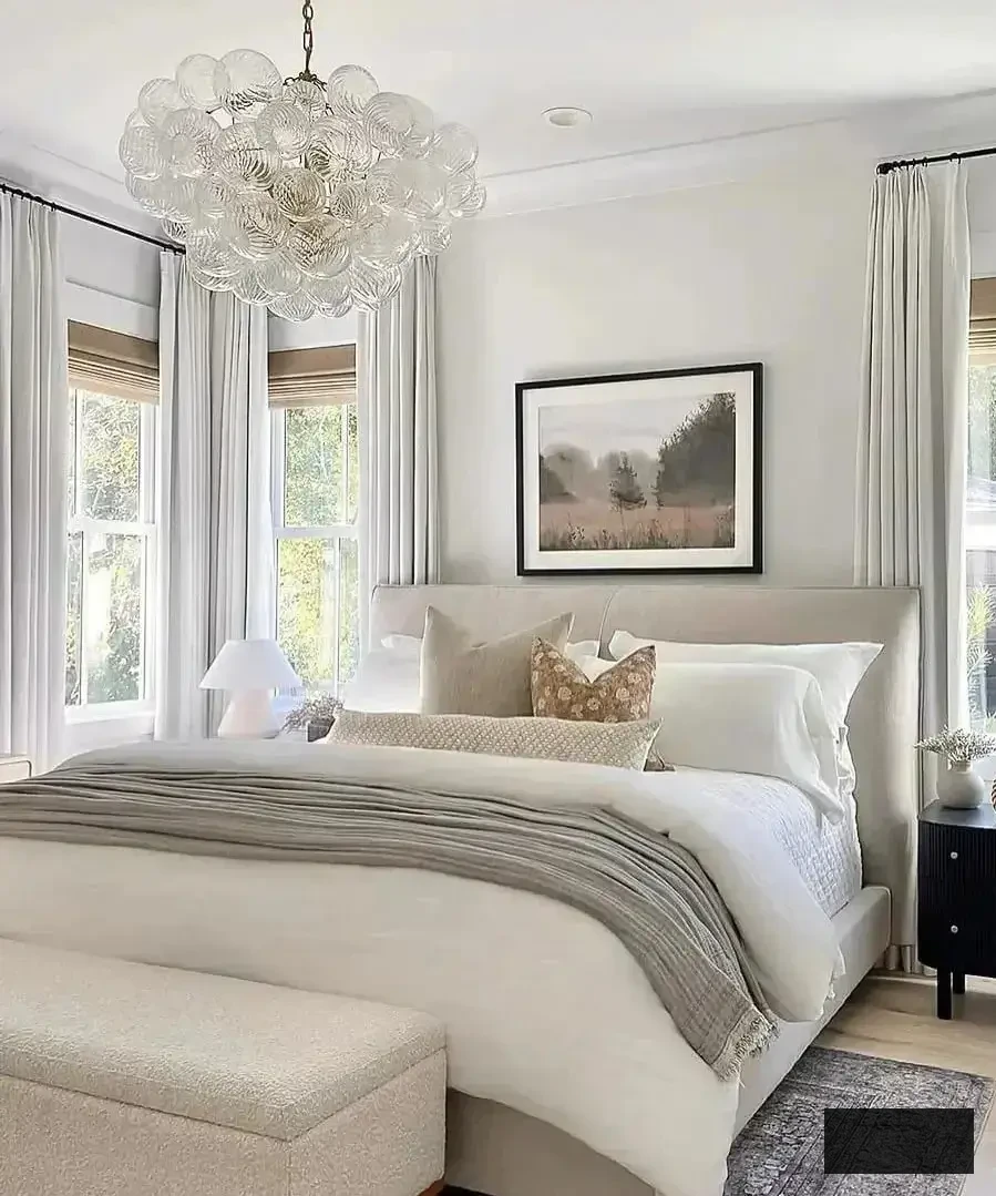 bedroom with off curtain idea
