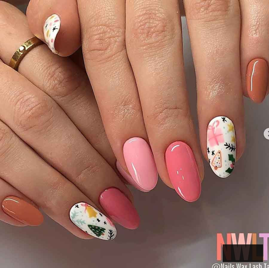 adorable pink christmas nails