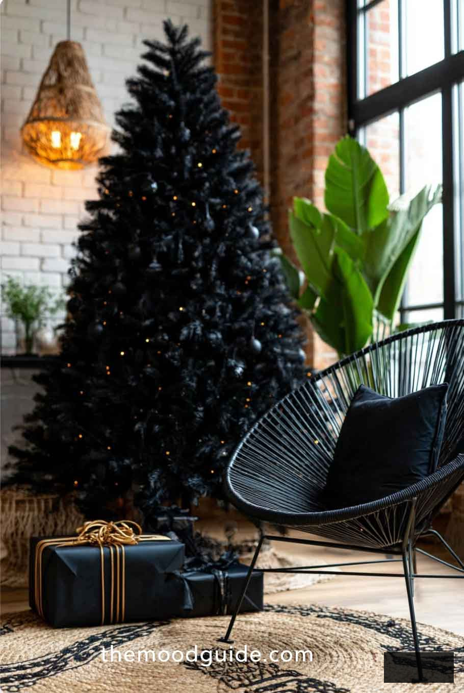 all black full large modern chrismas tree