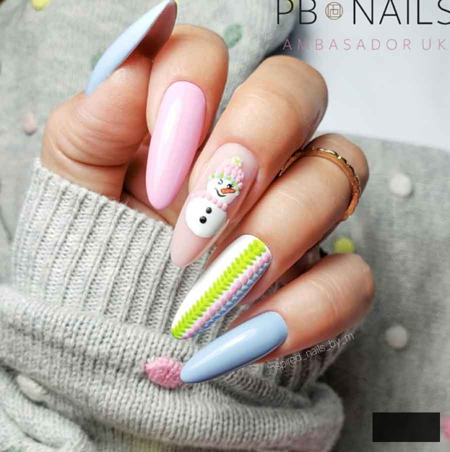 pink pastels christmas nails