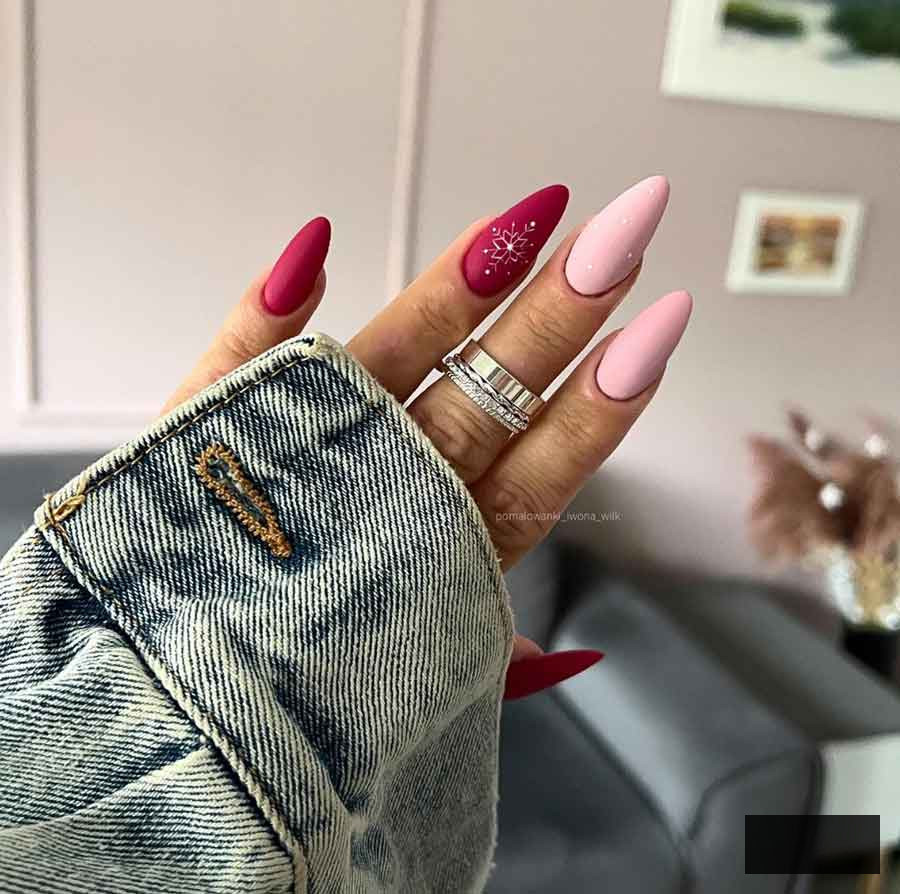 pink red christmas nails