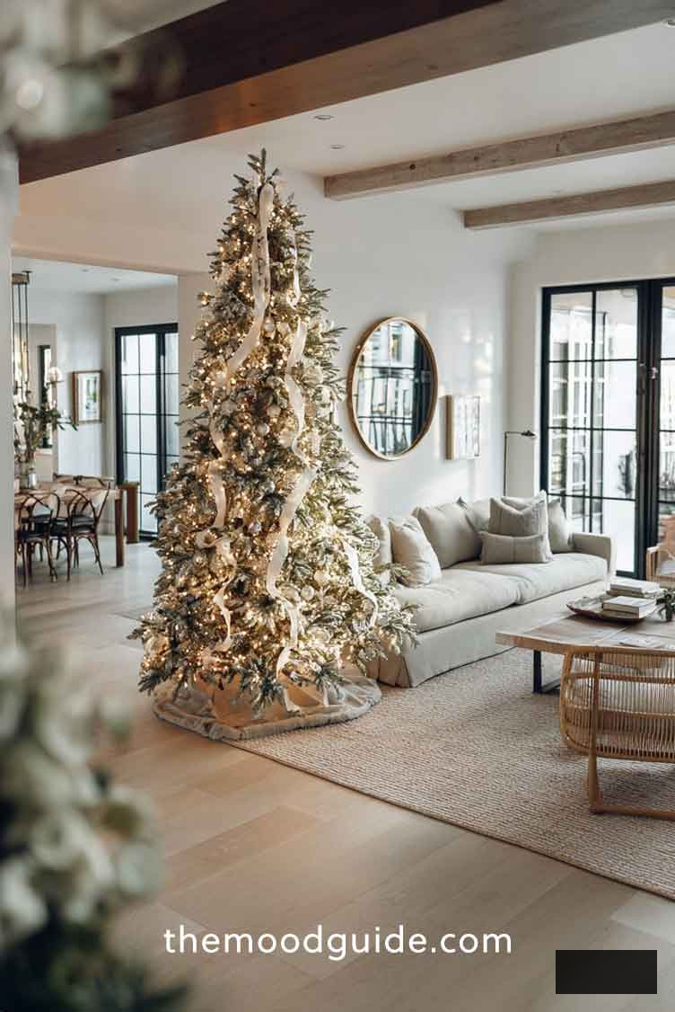 minimal simple modern living room christmas aesthetic