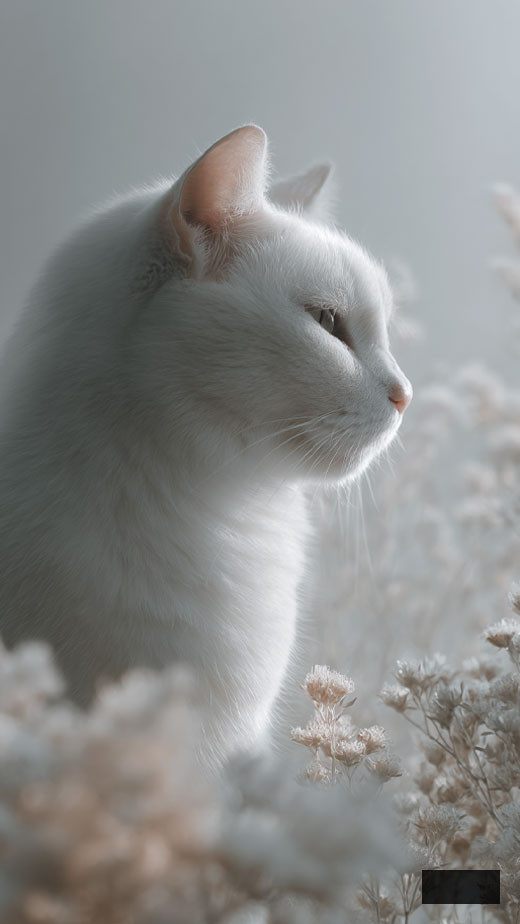 stylish white cat phone wallpaper