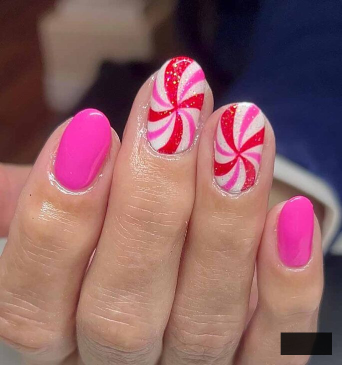 rose nails with white, crimson, and golden artistry