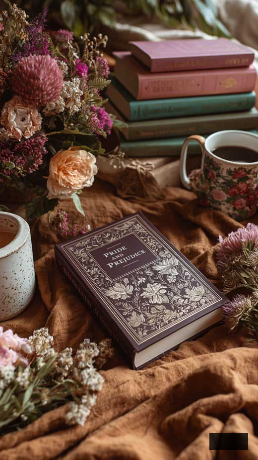 pride and prejudice aesthetic book wallpaper
