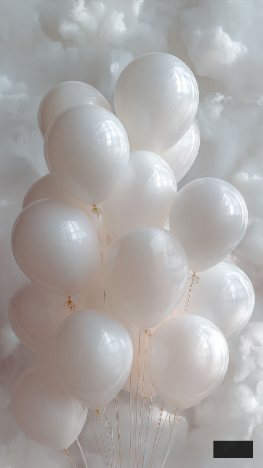 aesthetic white balloons phone wallpaper