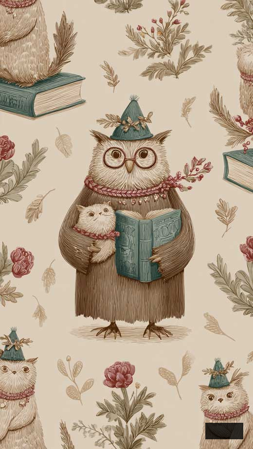 cute owl art phone wallpaper