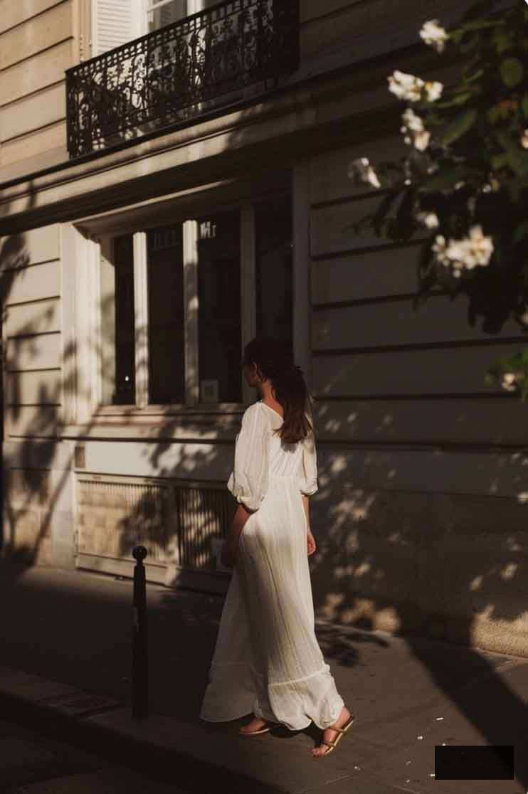 maxi white dress and sandals light academia outfit