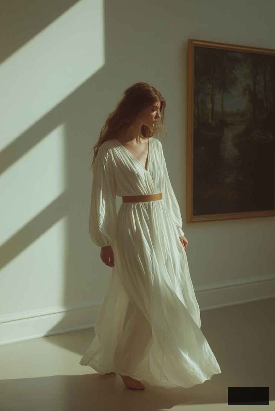 elegant maxi wrap dress goddess aesthetic light academia outfit style in white for summer