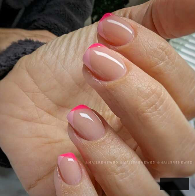 light Pink, Bright Pink french tip uncomplicated nails