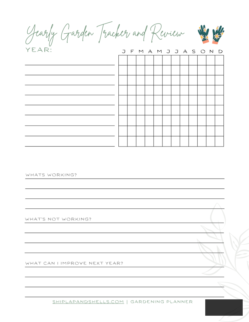 Utilizing a Gardening Journal: yearly garden tracker