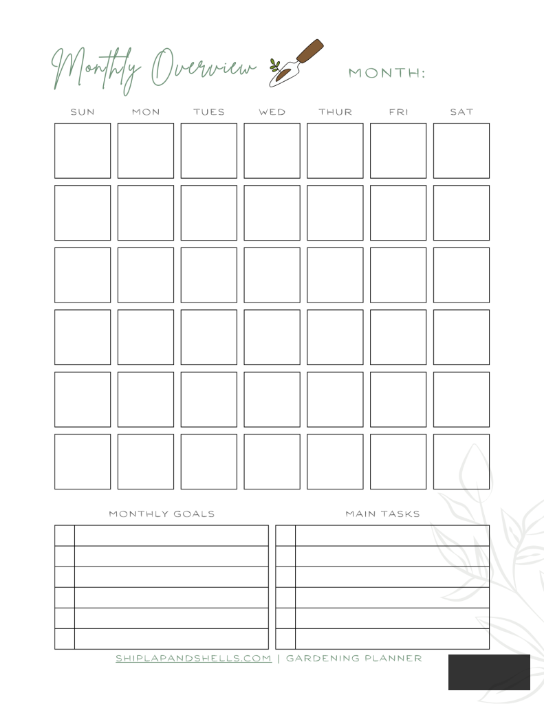 Utilizing a Gardening Journal: Monthly overview