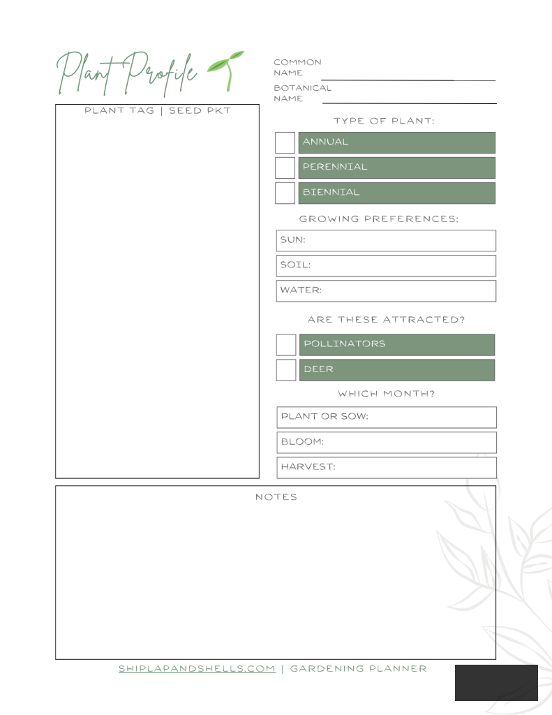 Utilizing a Gardening Journal: plant profile