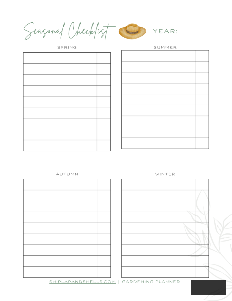 Utilizing a Gardening Journal: seasonal checklist