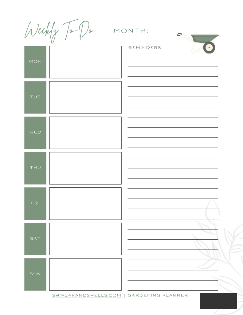 Utilizing a Gardening Journal: weekly to-do