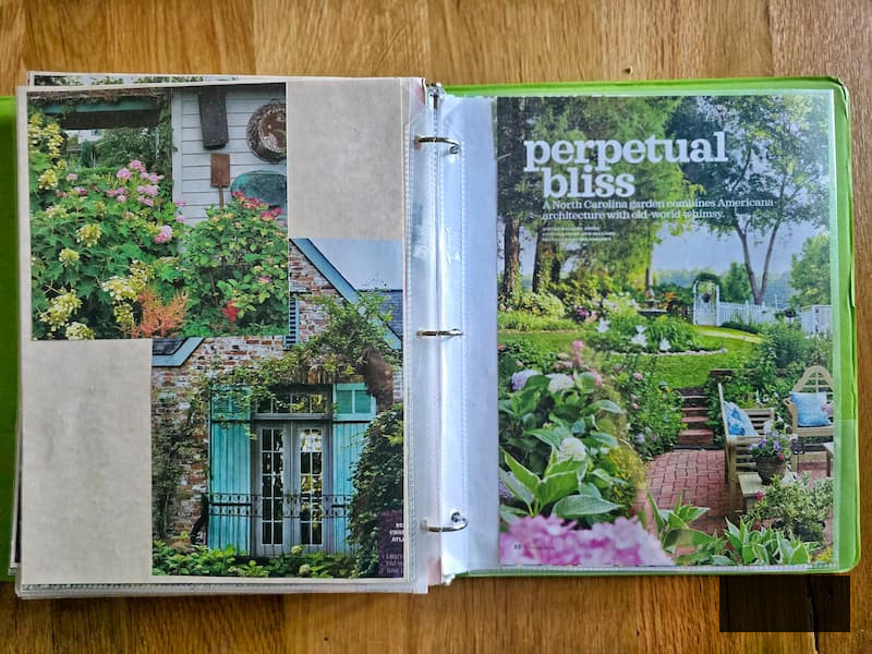garden planner containing ideas from magazines