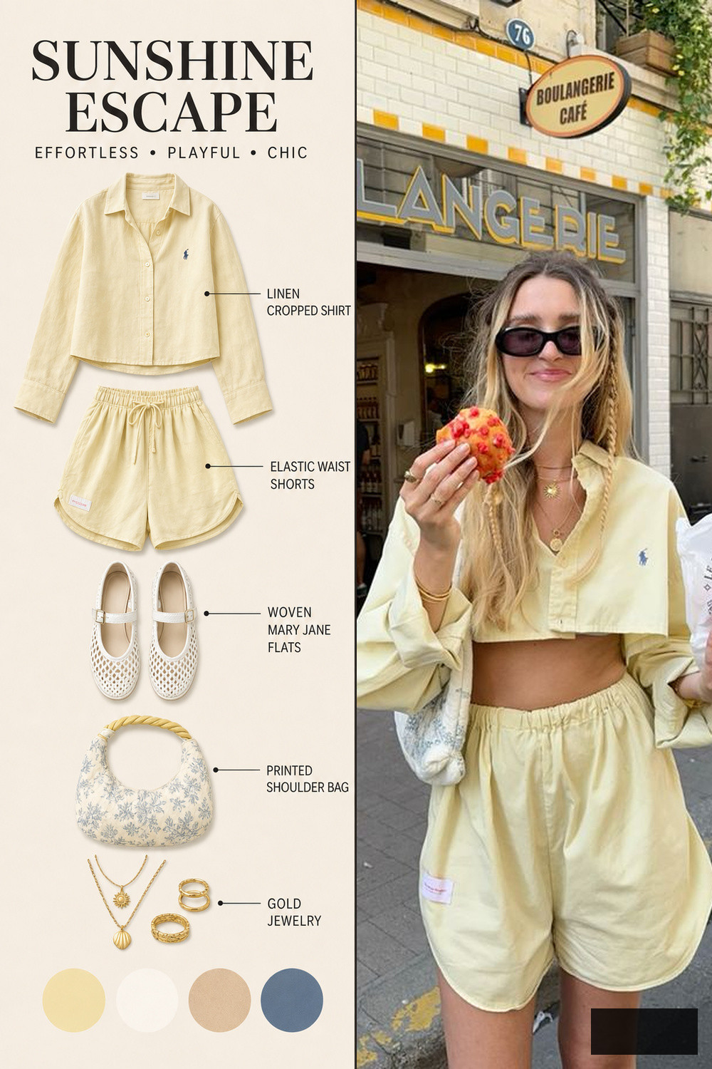 Summer Outfit Color Combination Infographic 09 Pale yellow bakery summer outfit infographic | Sky Rye Design Pale yellow bakery summer outfit infographic