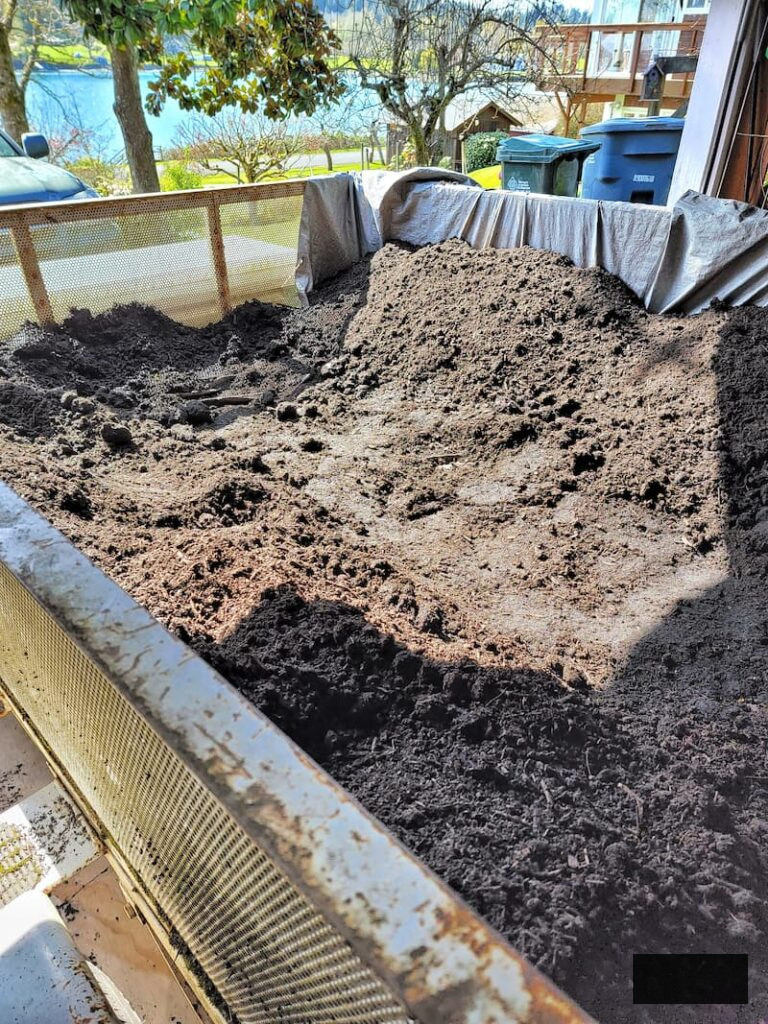 fish compost in a trailer