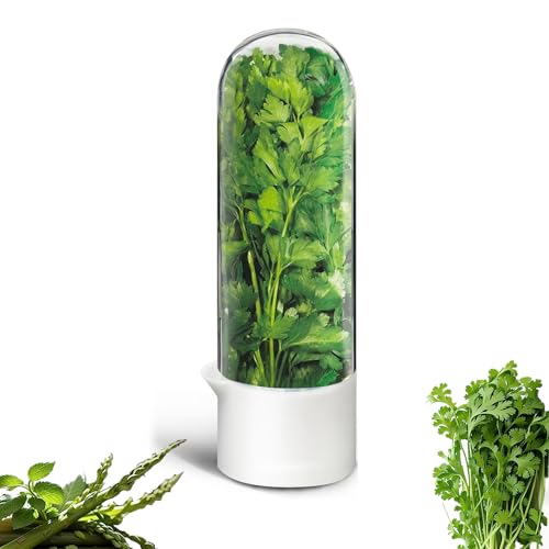 Herb Saver for Refrigerator, Herb Saver Pod Cilantro Containers for Refrigerator, Fresh Herb Keeper Keeps Greens Vegetables for 2-3 Weeks