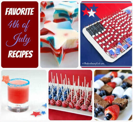 Receitas para o 4 de Julho em um colagem.