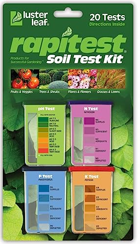 Kit de teste de solo Rapitest para jardins, hortas, flores e gramados. O testador de solo, projetado e montado nos EUA, mede e analisa completa, rápida e precisamente a acidez do pH do solo e os nutrientes do jardim.