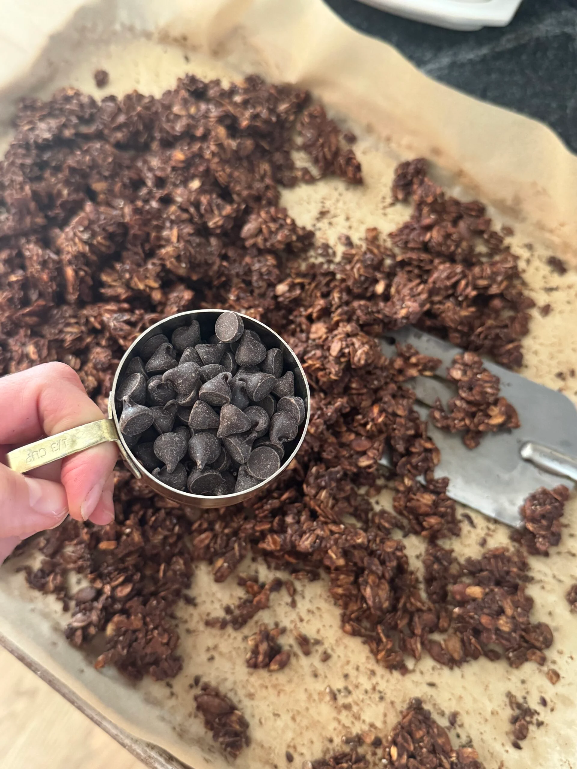 Receita de granola de chocolate
