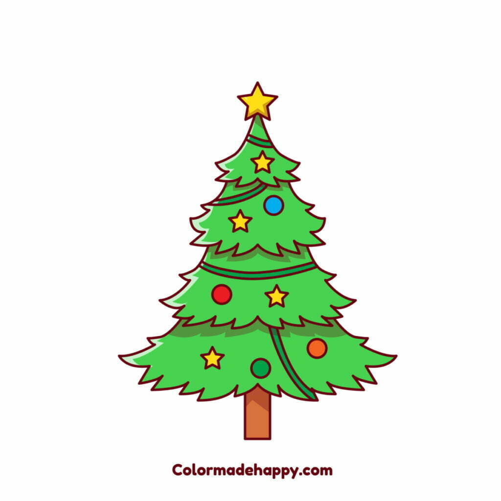 Desenho da árvore de Natal colorido