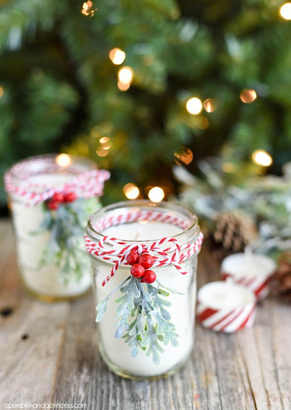 Velas de jarra de conservas de Natal