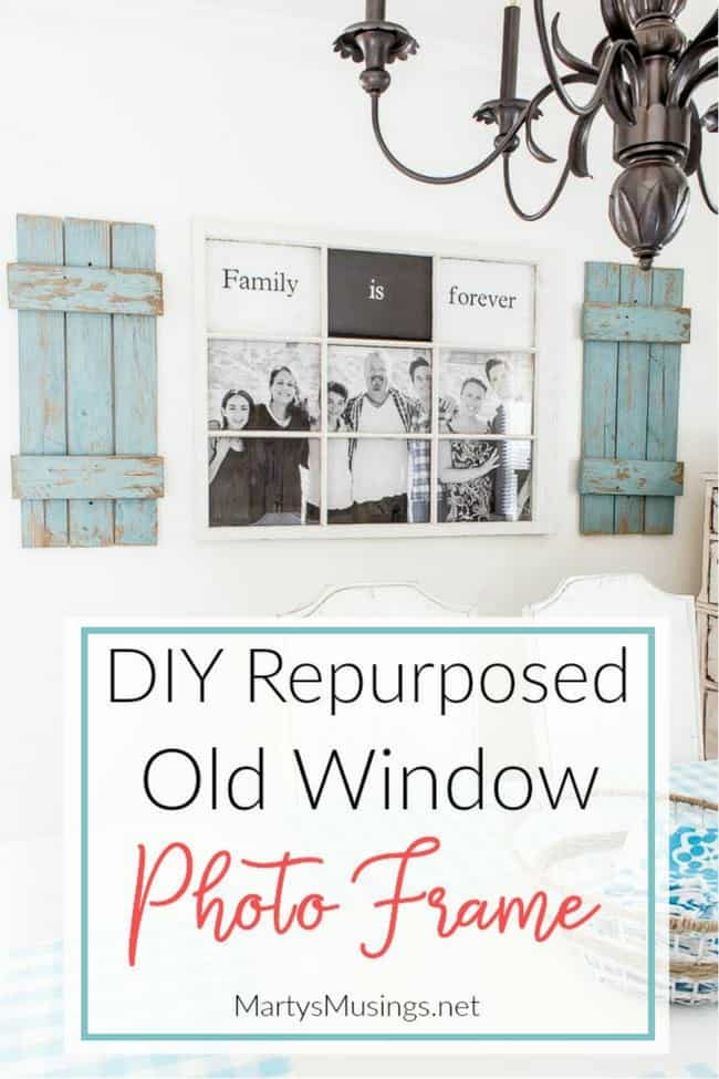 Este tutorial DIY transforma uma janela descartada e uma foto em tamanho de impressão técnica em uma moldura de foto rústica e reaproveitada.