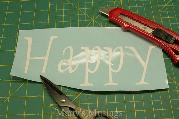 A palavra happy feita de vinil