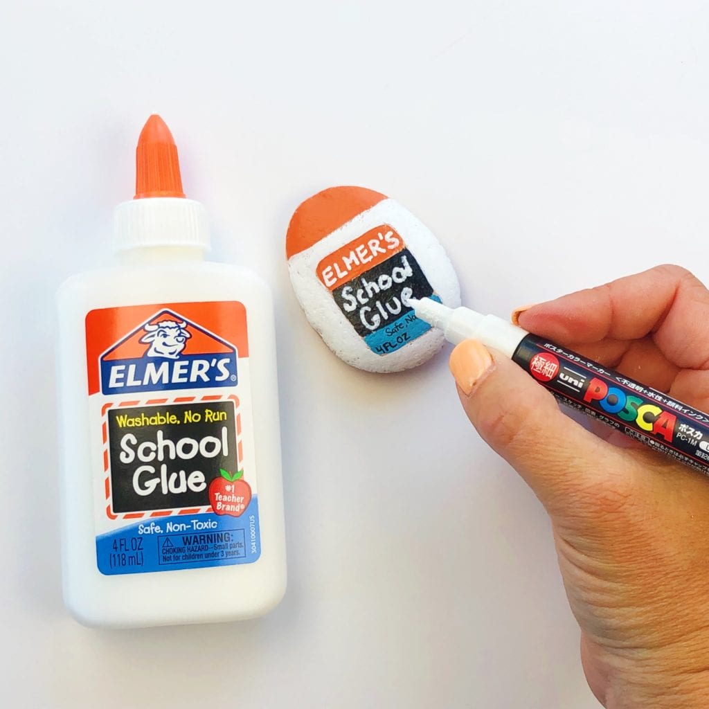 Inspiração de pedra pintada de cola Elmer's