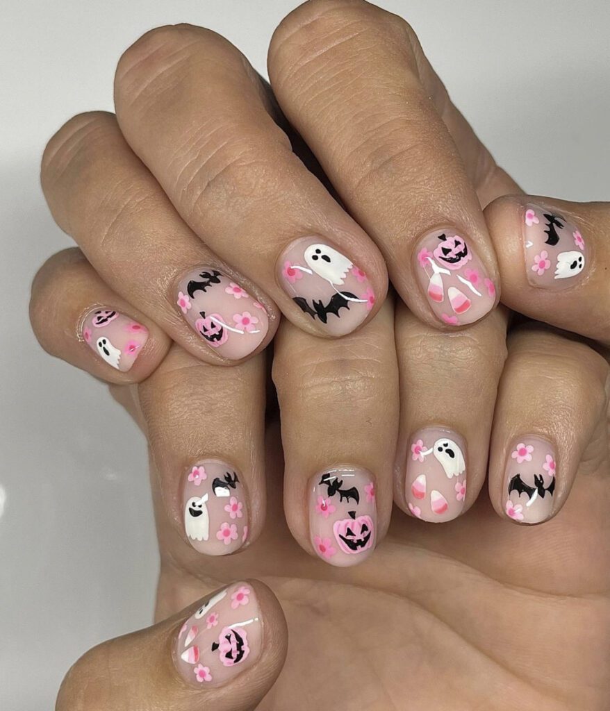 Unhas de fantasma rosa e morcego