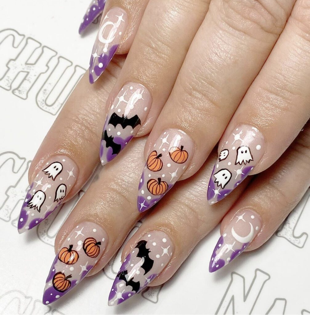 Manicure de Halloween estilo stiletto