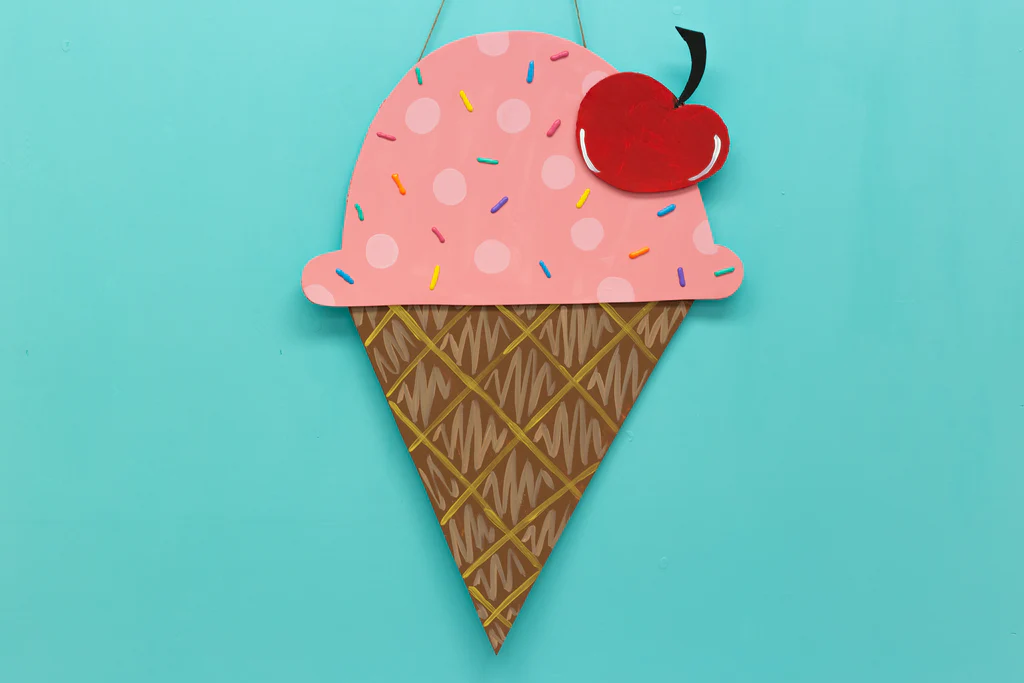 Placa de Cone de Sorvete DIY para Porta da Frente