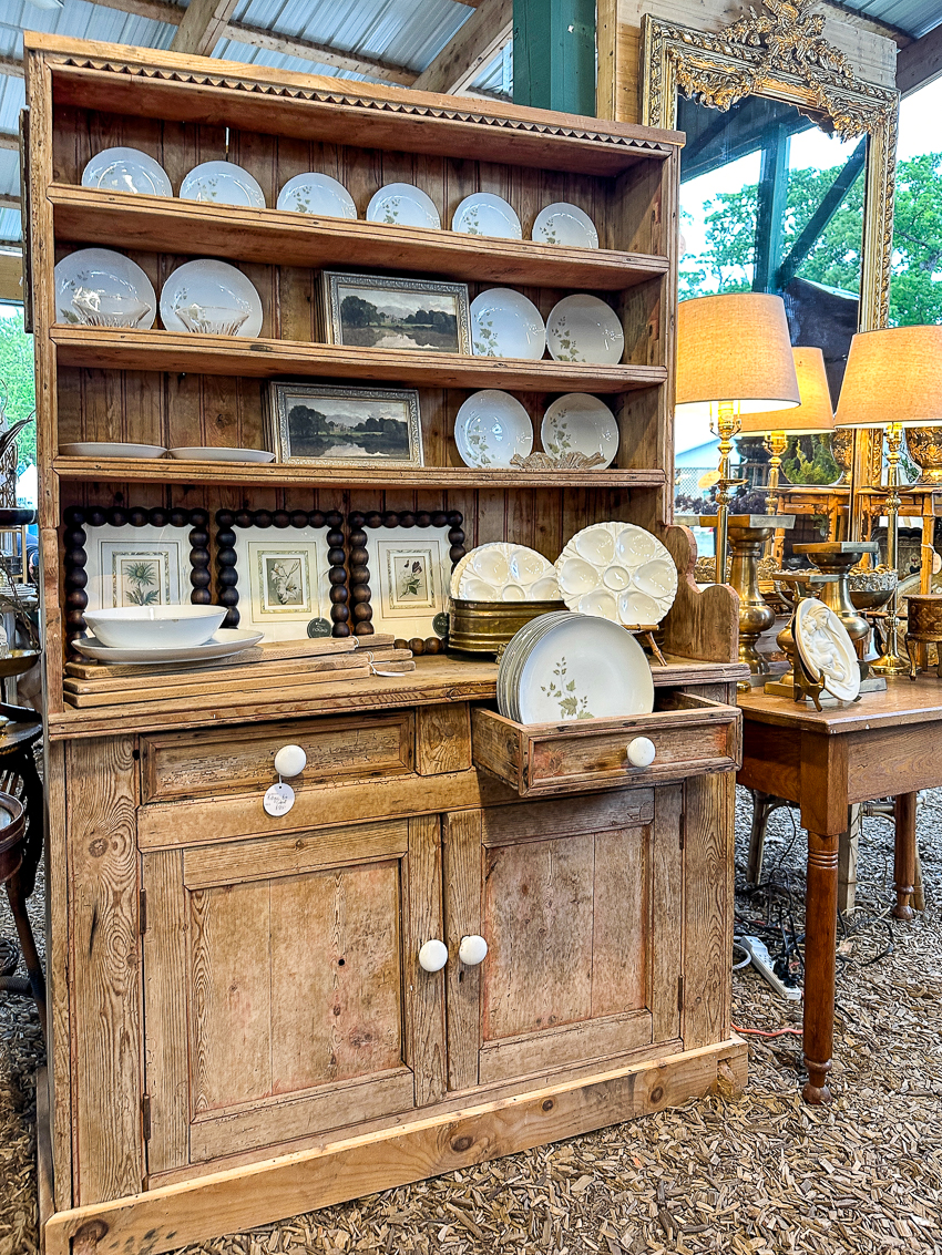 Explore my vintage booth from the Lucketts Spring Market. It's one of the trendiest vintage markets on the East Coast! #vintage #vintagedecor Vintage hutch
