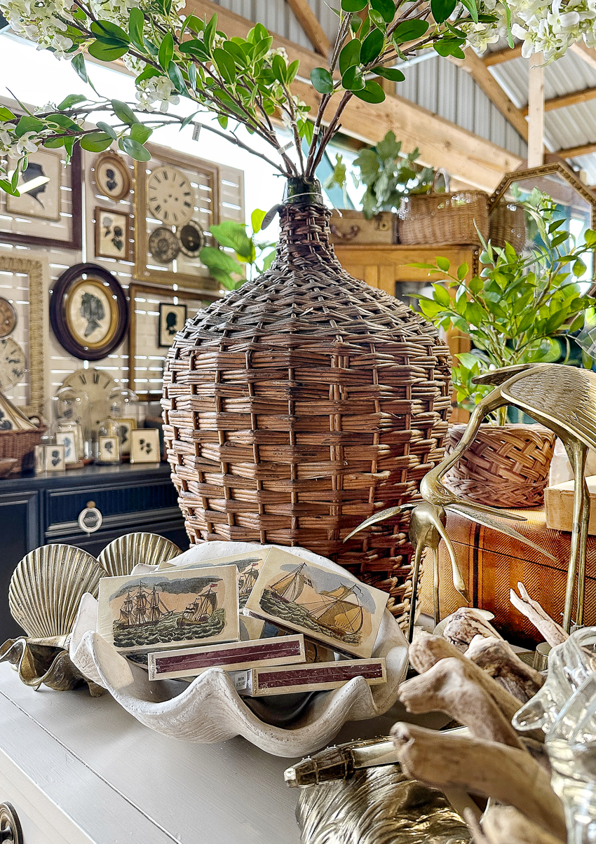 Explore my vintage booth from the Lucketts Spring Market. It's among the trendiest vintage markets on the East Coast! #vintage #vintagedecor lucketts spring market vintage nautical arrangement