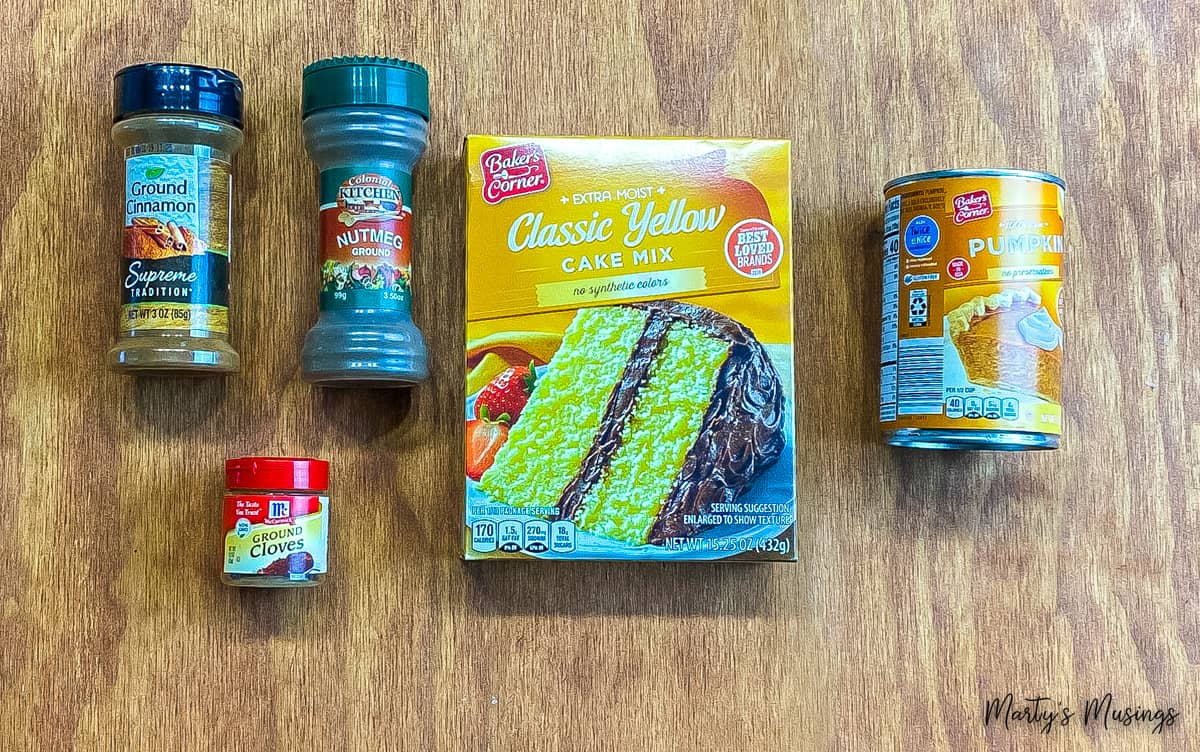 Ingredientes para muffins fáceis de abóbora
