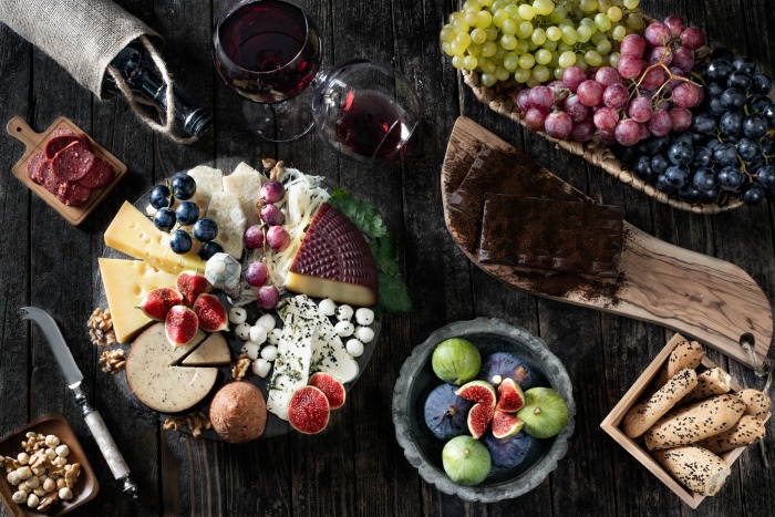 Apresentação de antipasti para uma festa.