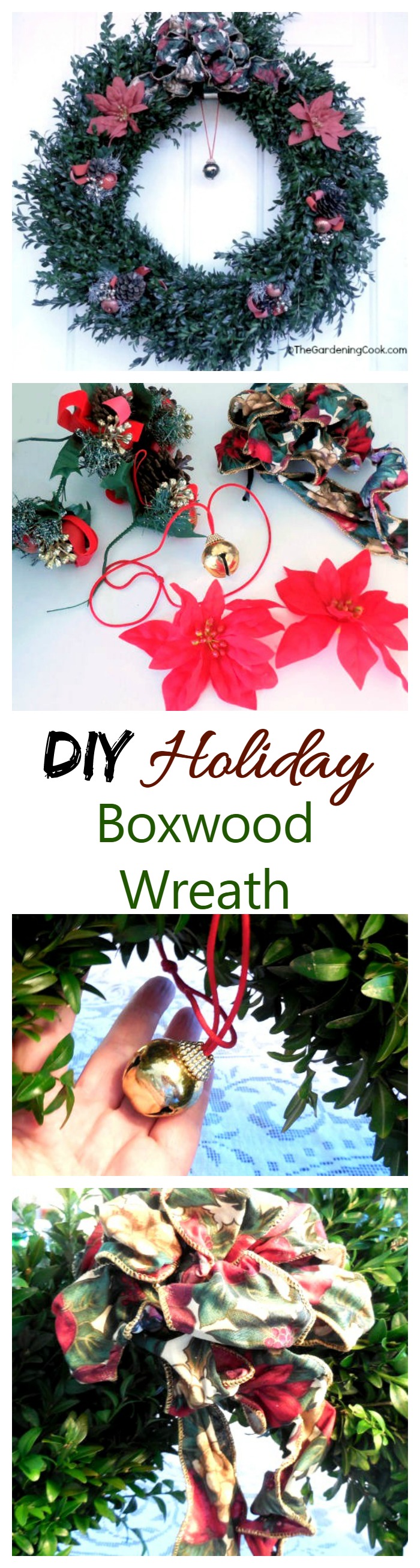 Esta guirlanda de Natal de buxo faça você mesmo é uma boa mudança em relação ao modelo tradicional de pinheiro. Veja como fazer no thegardeningcook.com