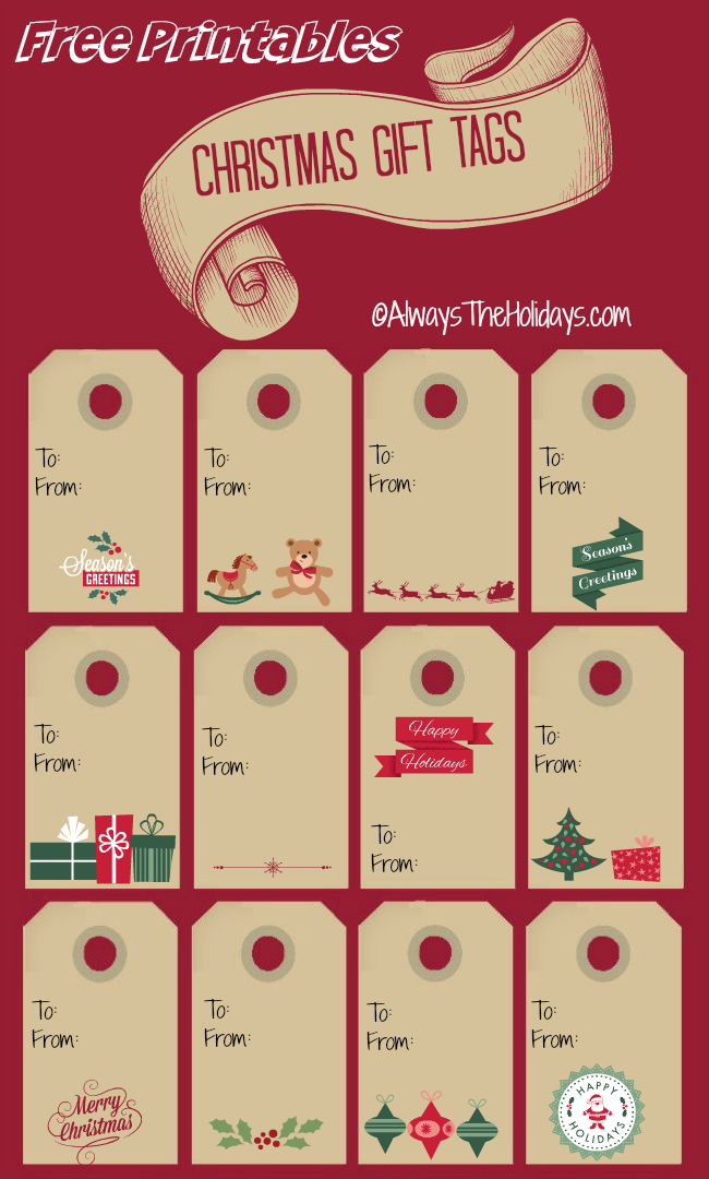 Etiquetas de Natal imprimíveis para o saco de garrafa de vinho em burlap.