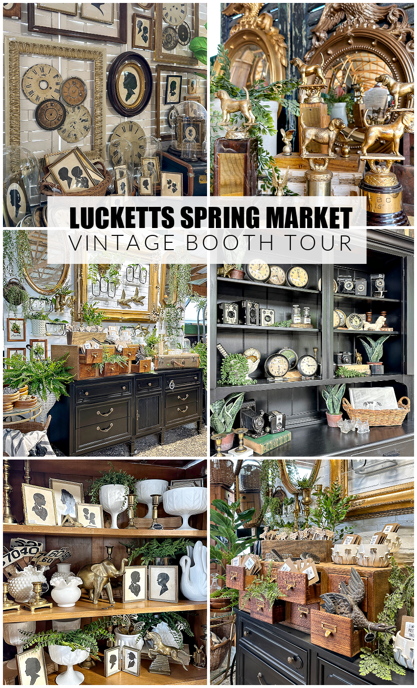 Explore my vintage booth from the Lucketts Spring Market. It's among the trendiest vintage markets on the East Coast! #vintage #vintagedecor lucketts spring market, vintage booth excursion