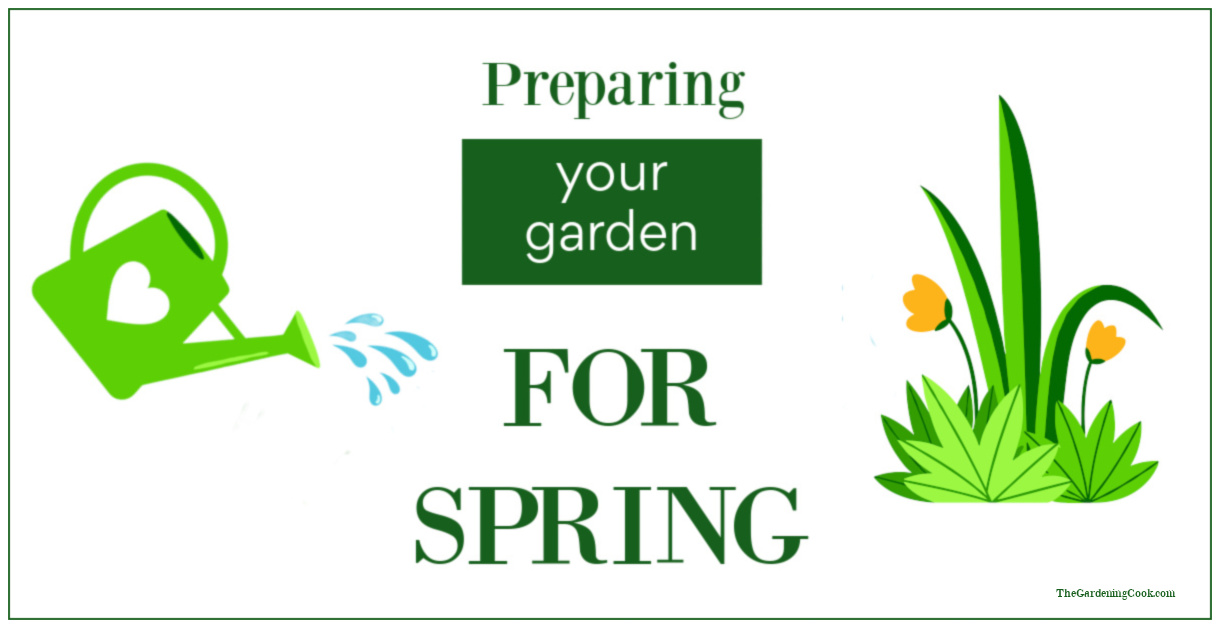 Um gráfico com um regador e uma planta, com o texto Preparando seu jardim para a primavera.